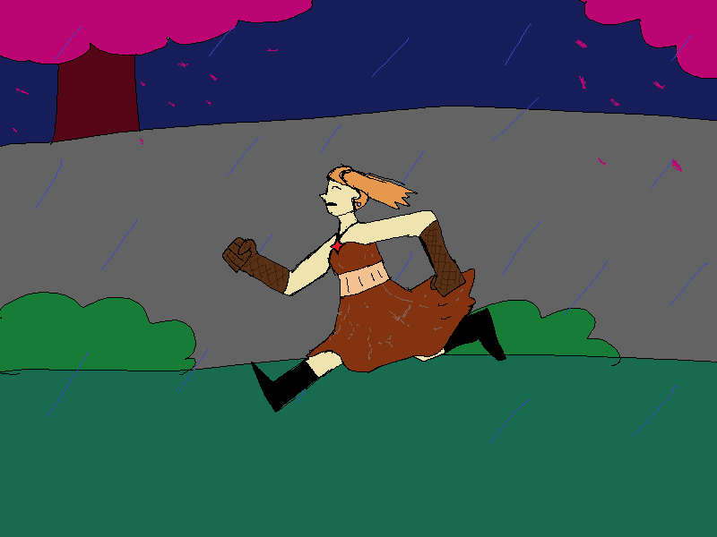 Juniper running in Magical Girl form