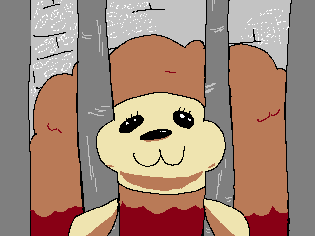Pinecone behind bars