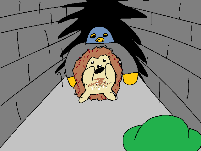 Pinecone freaking the fuck out about being mugged